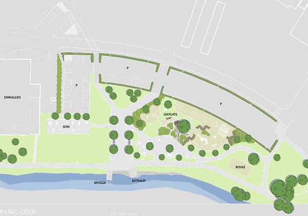 kartskiss över en park