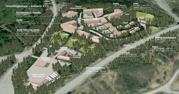 skiss över en tänkt stor rastplats