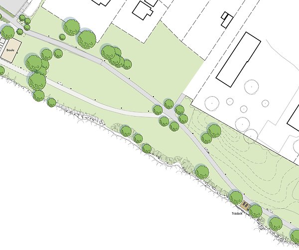 kartskiss över en park