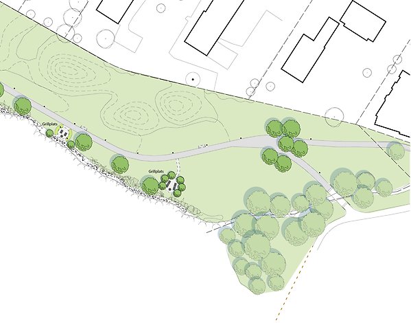 kartskiss över en park